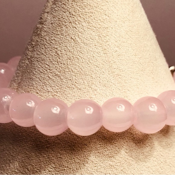 Elastic Pink Bracelet Love Charm Stackable New Adjustable Stretch - Picture 6 of 6